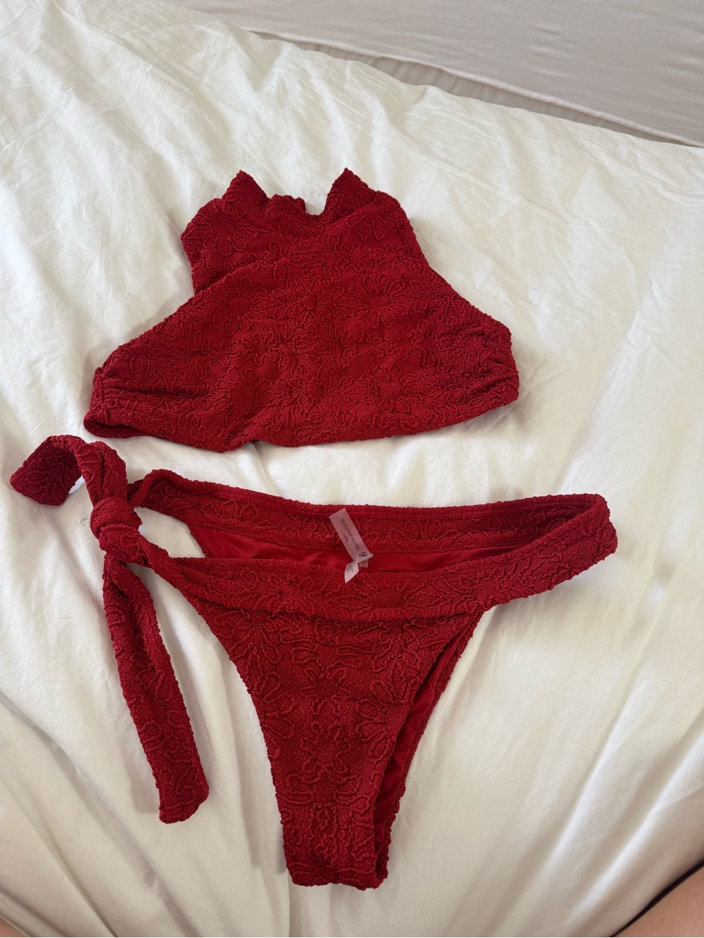 Devon Windsor Textured Red Two-Piece Bikini Set